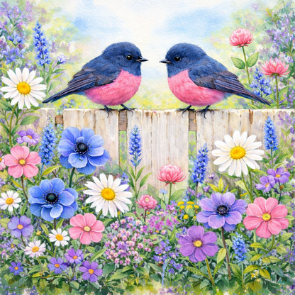 Robins on a Fence
