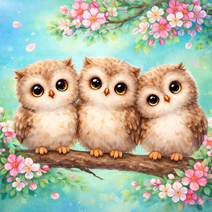 Springtime Owl Trio