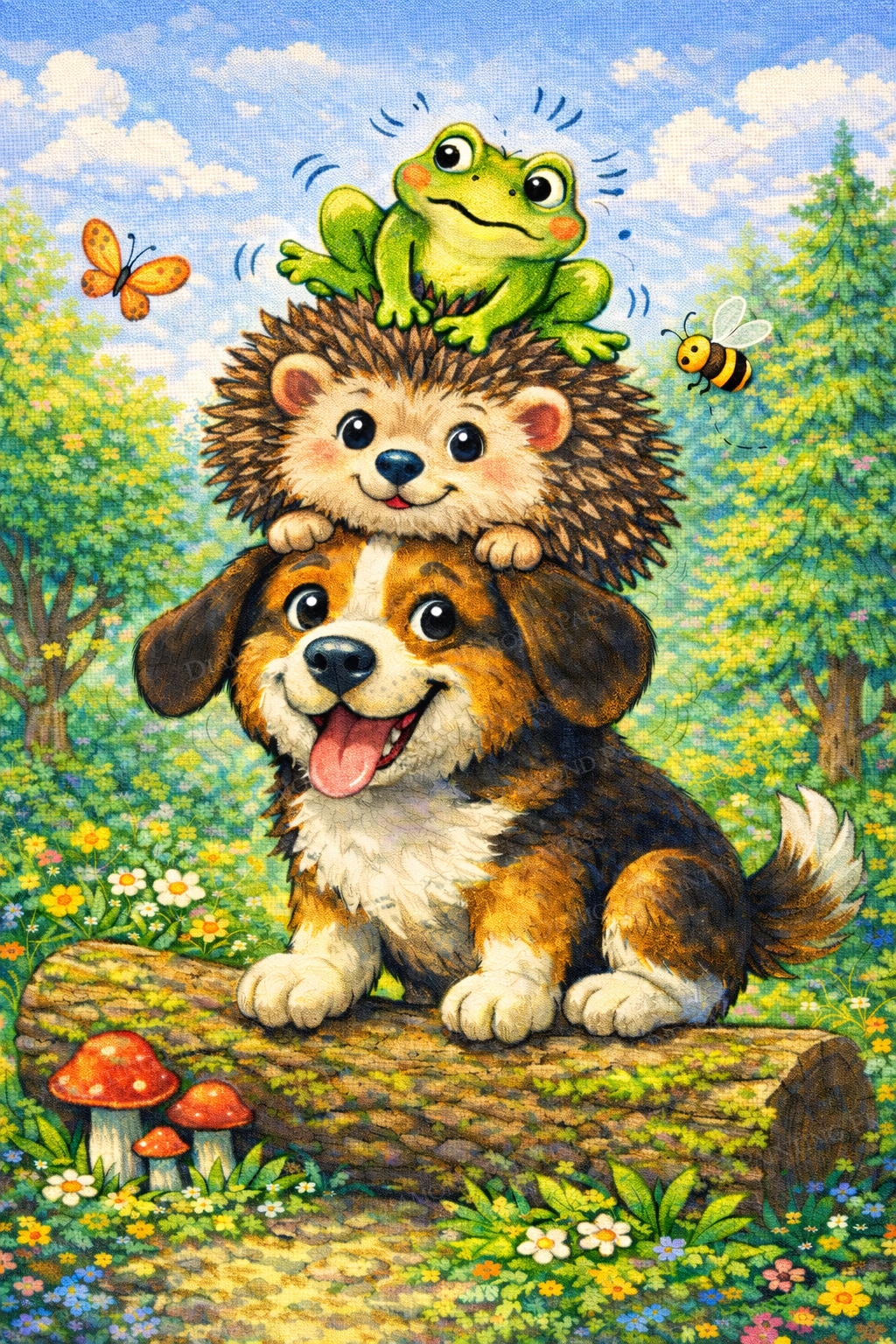 Log, Dog, Hedgehog, Frog