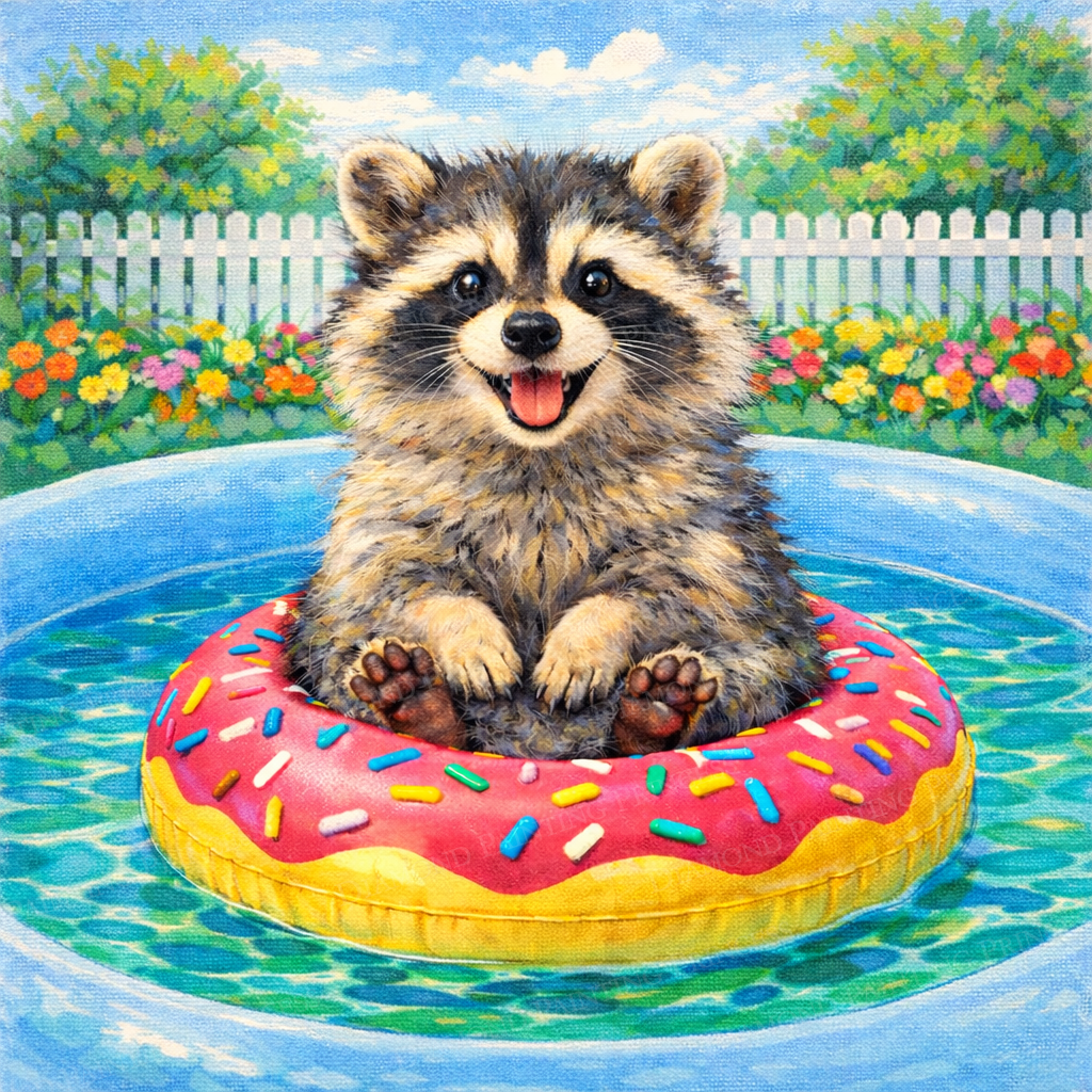 Raccoon’s Pool Day
