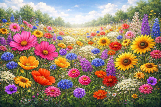 Blue Skies, Bright Flowers