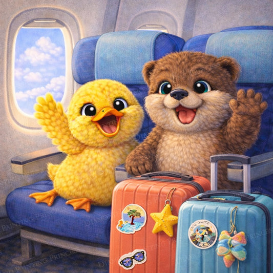 Cookie and Sky on the Plane