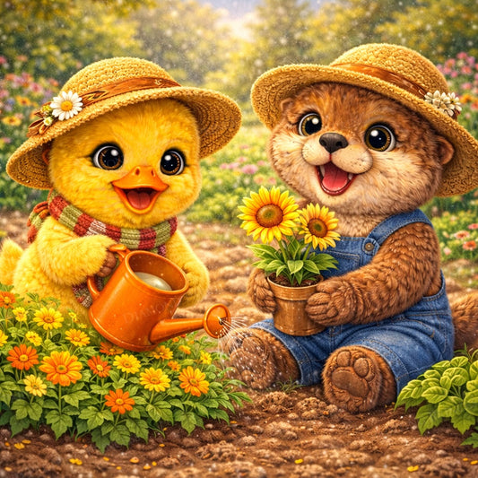 Cookie and Sky do Gardening