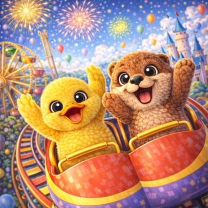 Cookie and Sky go on a Roller Coaster