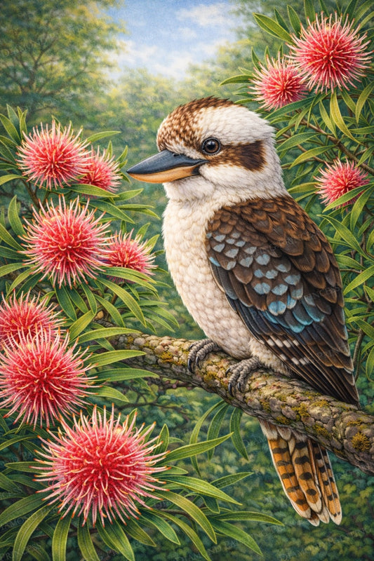 Kookaburra in the Flowers